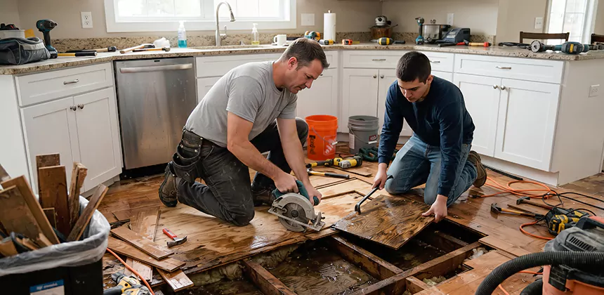 Kitchen Floor Water Damage Repair in Costa Mesa
